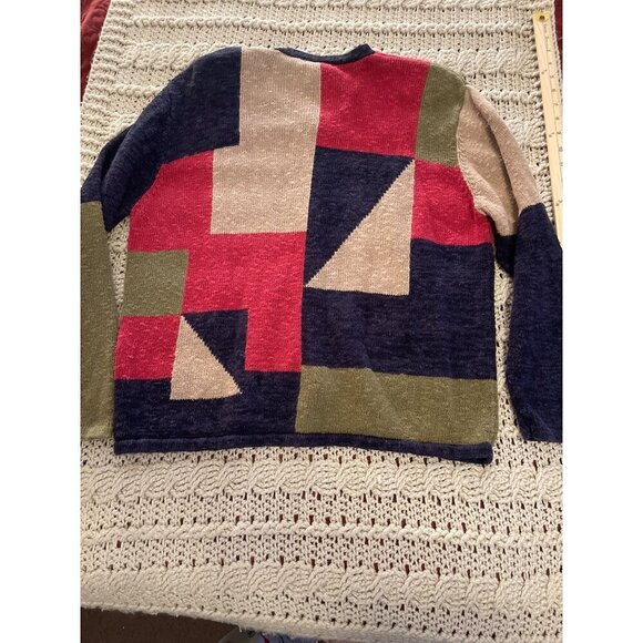 Colorful Patchwork Christopher & Banks XL Cardigan Women’s Sweater Red, Blue, Gr - Picture 8 of 10